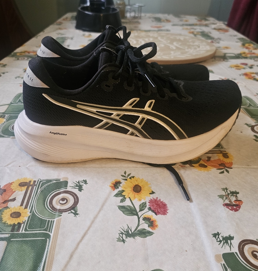 Asics Black and White Women's Athletic Running Shoes